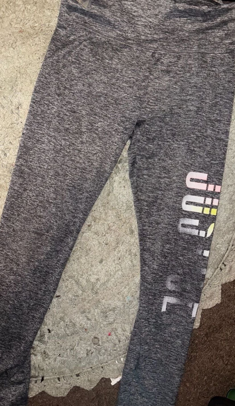 Justice Gray Space Dye Leggings With Rainbow Logo 4