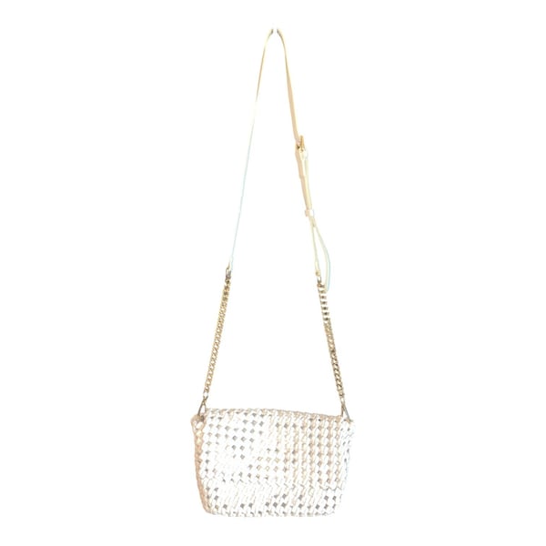 Billini Breanna Crossbody Bag Bone Woven PU Flap Magnetic Closure