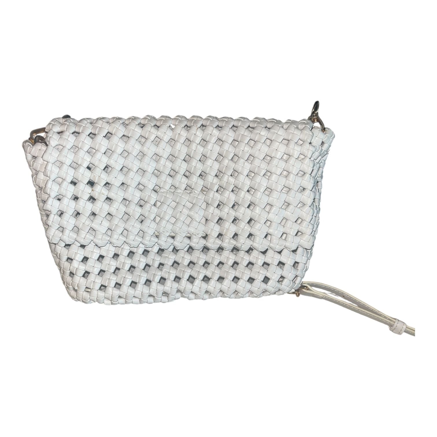 Billini Breanna Crossbody Bag Bone Woven PU Flap Magnetic Closure 3