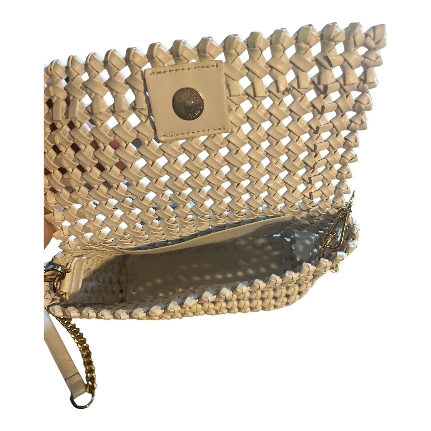 Billini Breanna Crossbody Bag Bone Woven PU Flap Magnetic Closure 5