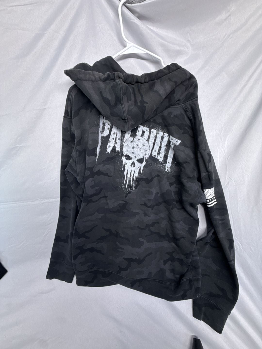 Y2K vintage Howitzer Zip Up Hoodie Size L Black Camo Patriot Skull 4