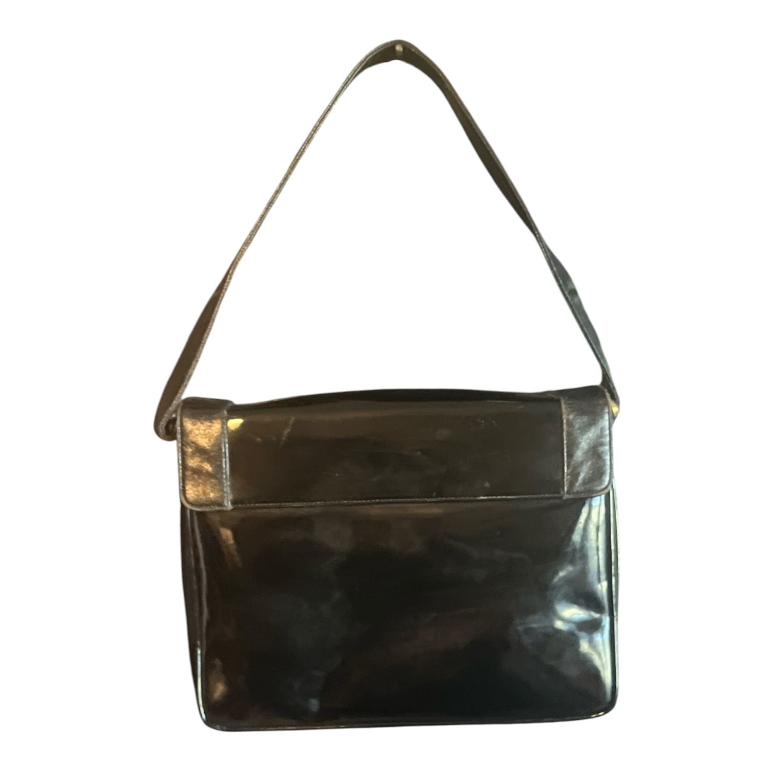 Francois California Vintage Black Patent Leather Shoulder Bag Purse 3