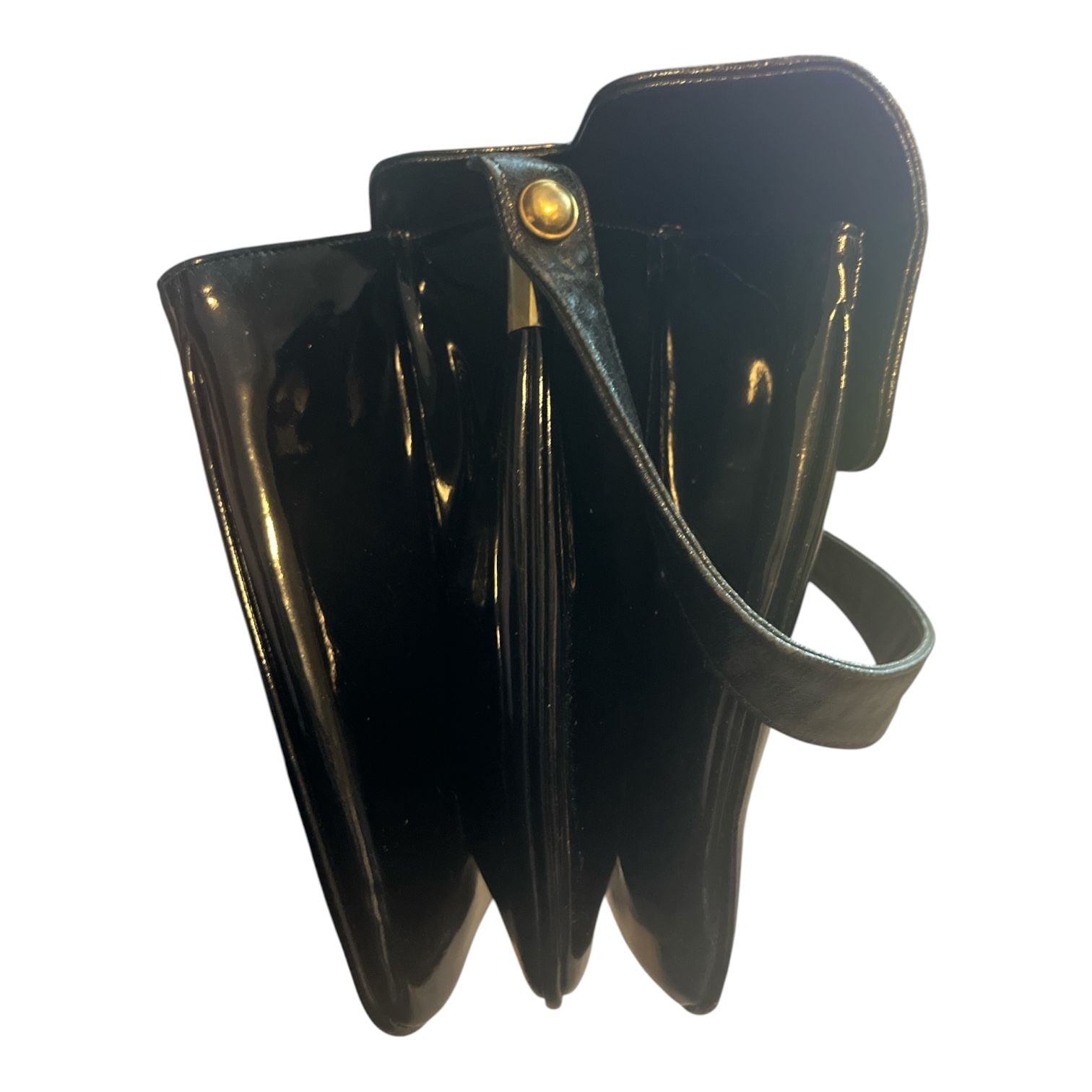 Francois California Vintage Black Patent Leather Shoulder Bag Purse 5