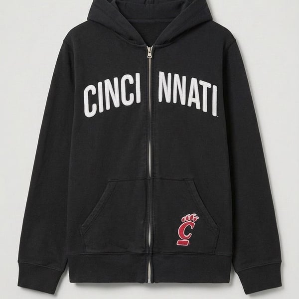 47 Brand Cincinnati Bearcats Full-Zip Hoodie Size M small stain as pictured