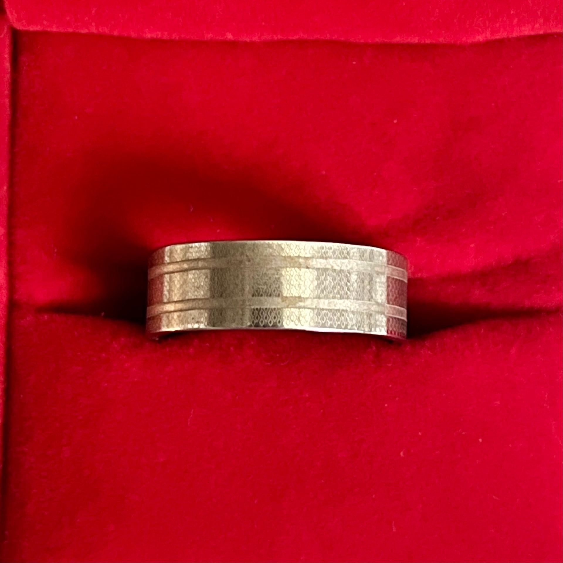 Tungsten Titanium Steel Silver 6mm Textured Grooved Band Size 9 2