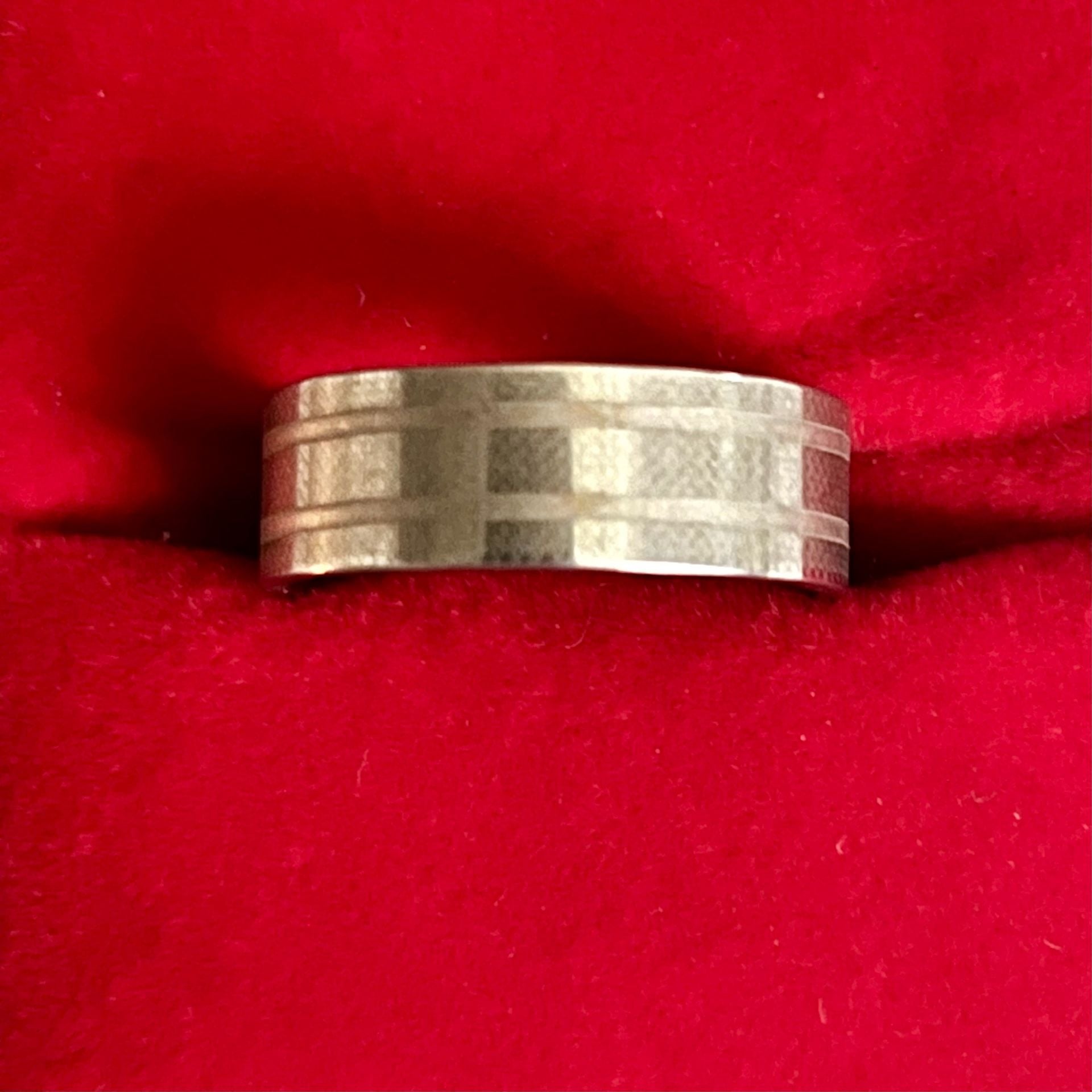 Tungsten Titanium Steel Silver 6mm Textured Grooved Band Size 9 3