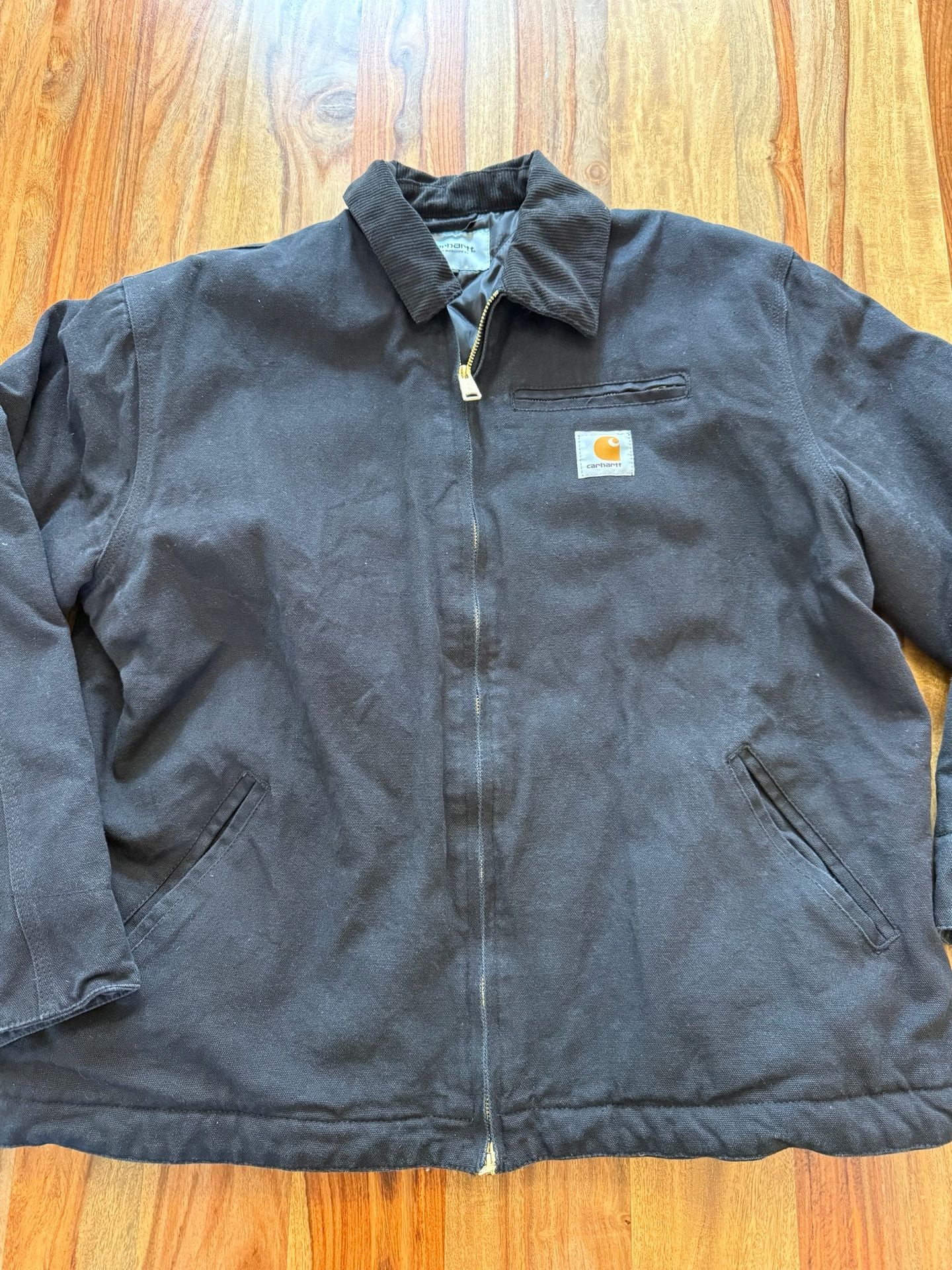 Carhartt WIP Detroit Jacket Size L Black Canvas Quilted 2