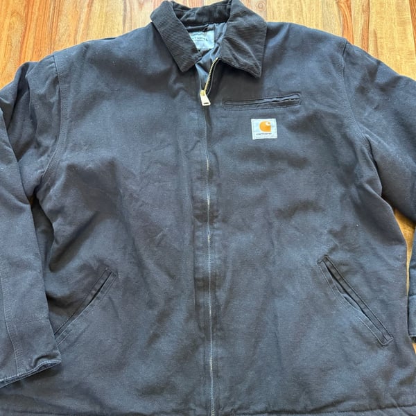 Carhartt WIP Detroit Jacket Size L Black Canvas Quilted