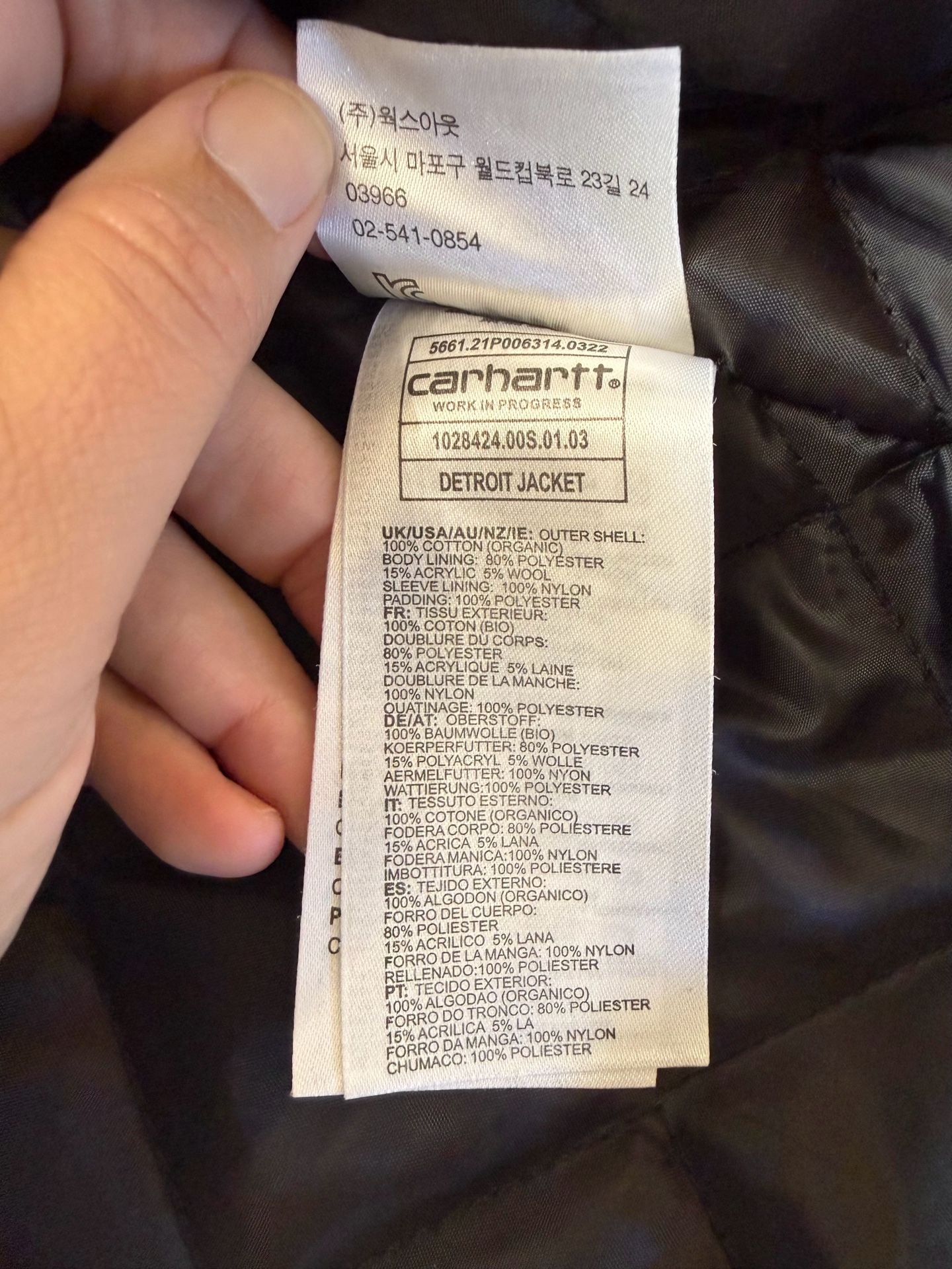 Carhartt WIP Detroit Jacket Size L Black Canvas Quilted 8