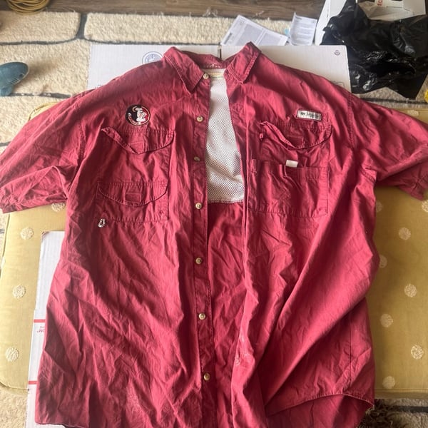 Columbia Florida State Seminoles PFG Fishing Shirt Red