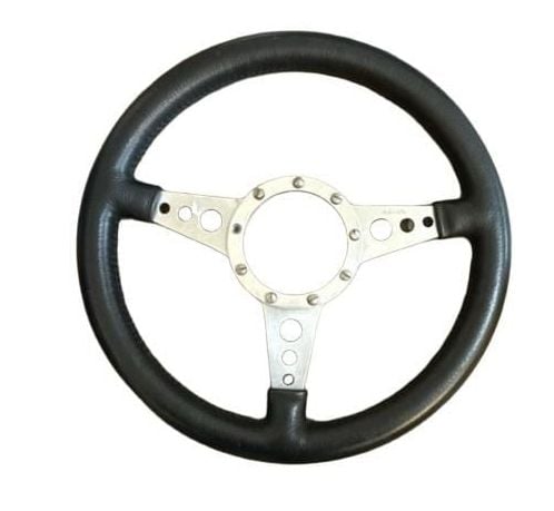 Moto-Lita Vintage Steering Wheel 14 Inch Black Leather 3 Spoke 1