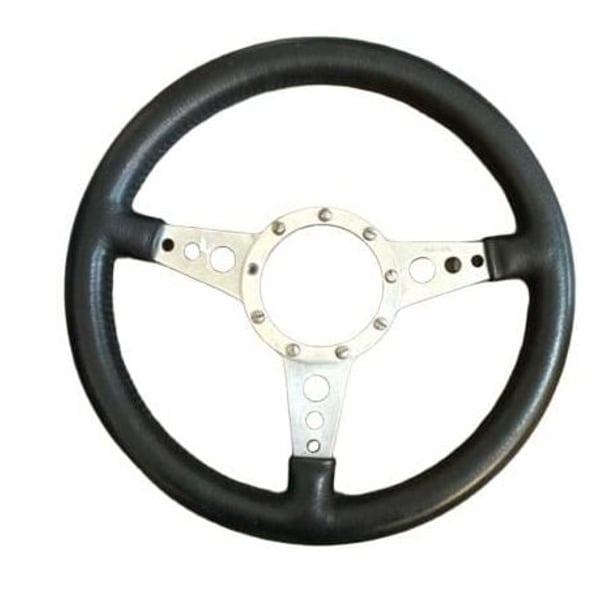 Moto-Lita Vintage Steering Wheel 14 Inch Black Leather 3 Spoke