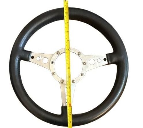 Moto-Lita Vintage Steering Wheel 14 Inch Black Leather 3 Spoke 4
