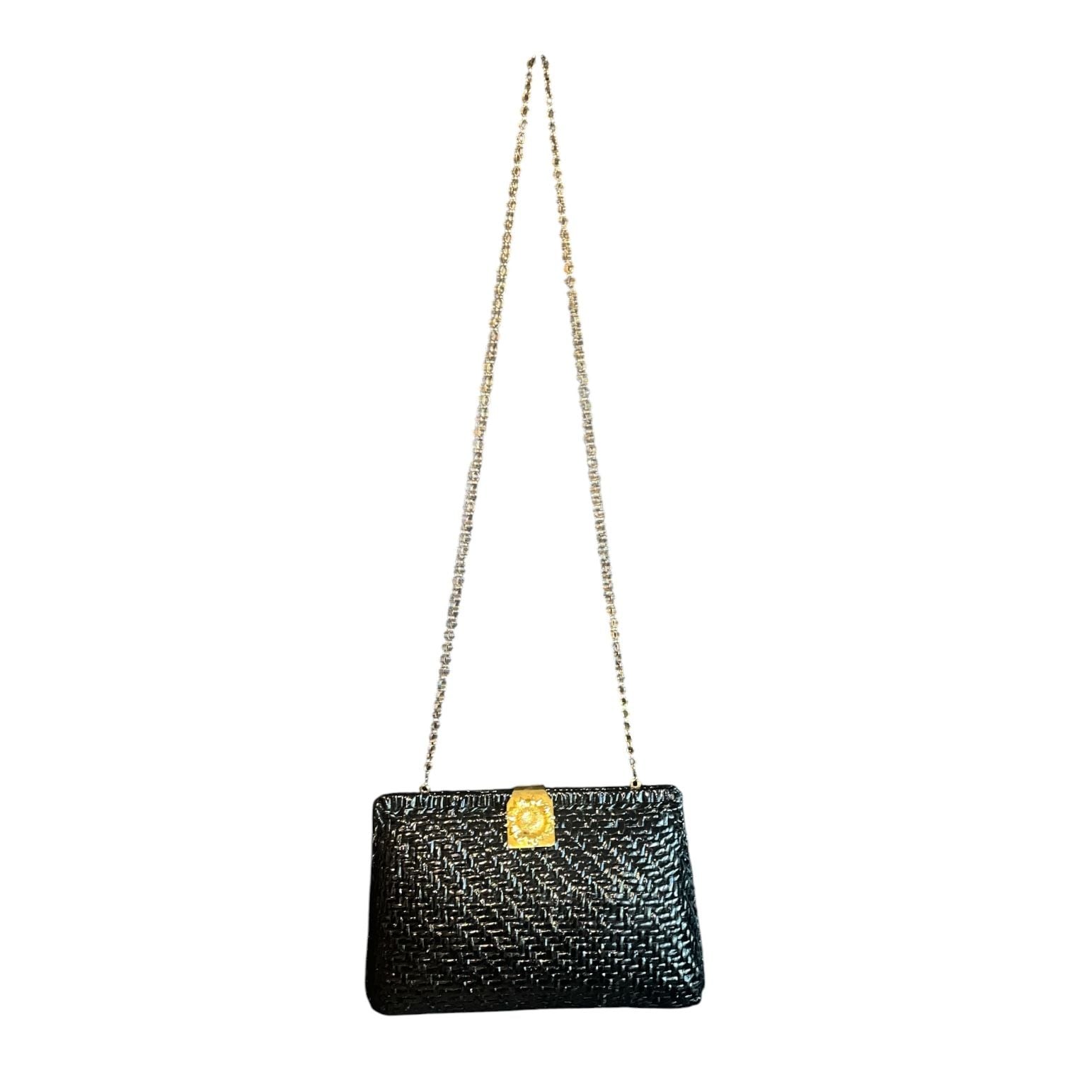 Vanessa Black Woven Crossbody Clutch Shoulder Bag Sunflower Clasp 2