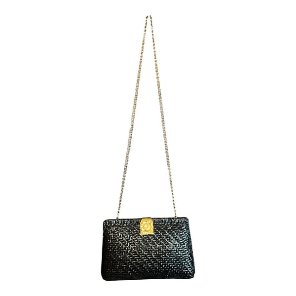 Vanessa Black Woven Crossbody Clutch Shoulder Bag Sunflower Clasp