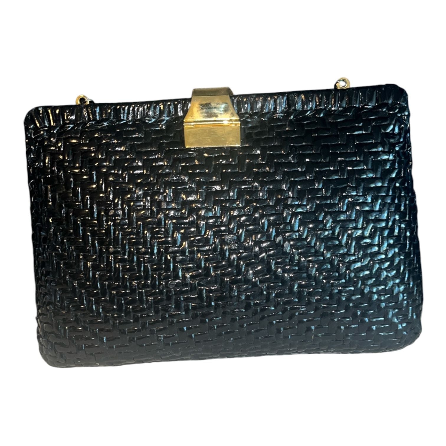 Vanessa Black Woven Crossbody Clutch Shoulder Bag Sunflower Clasp 4