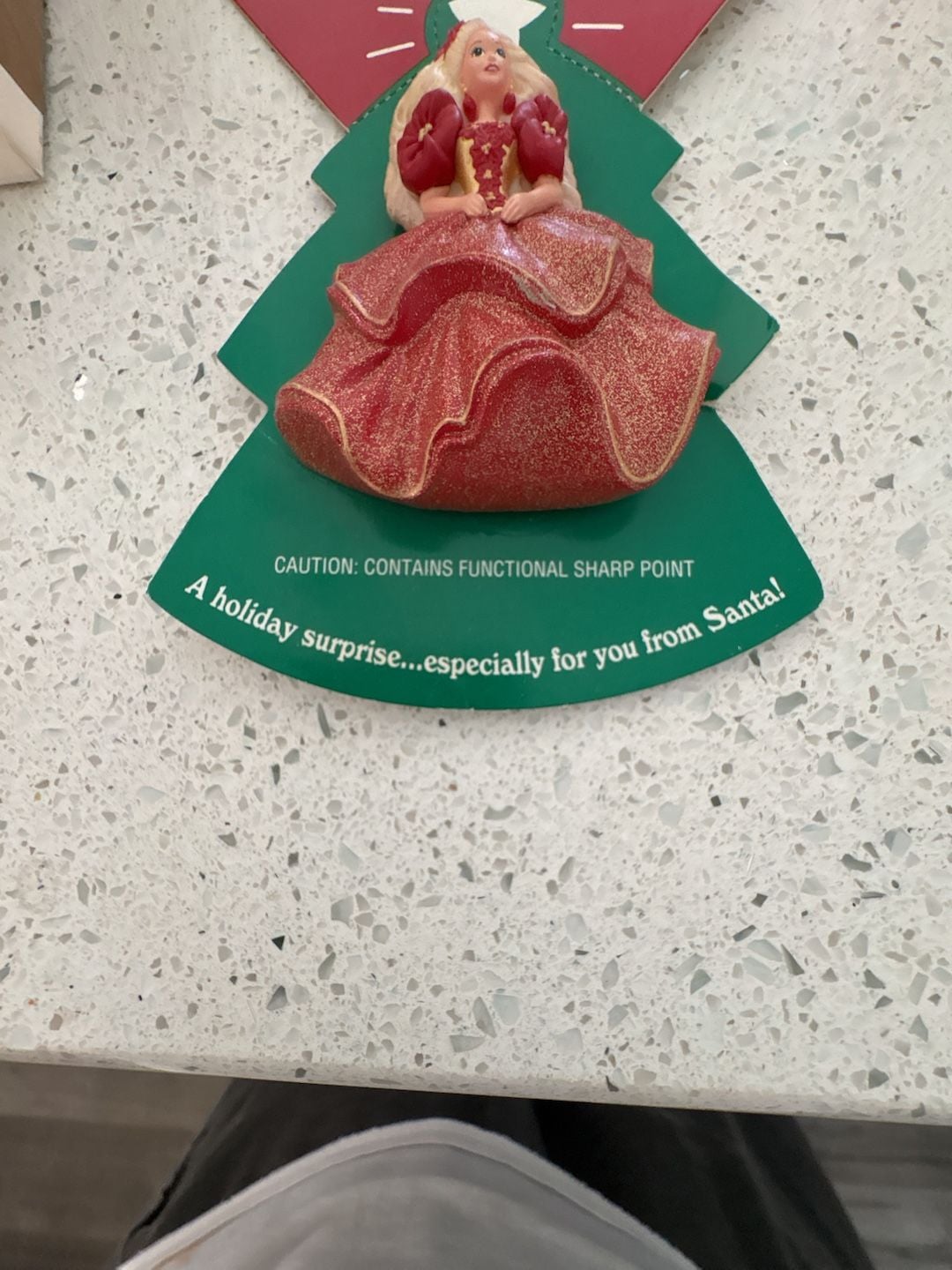 New Hallmark Vintage 1995 Barbie Holiday Pin Brooch Red Dress New on Card 5