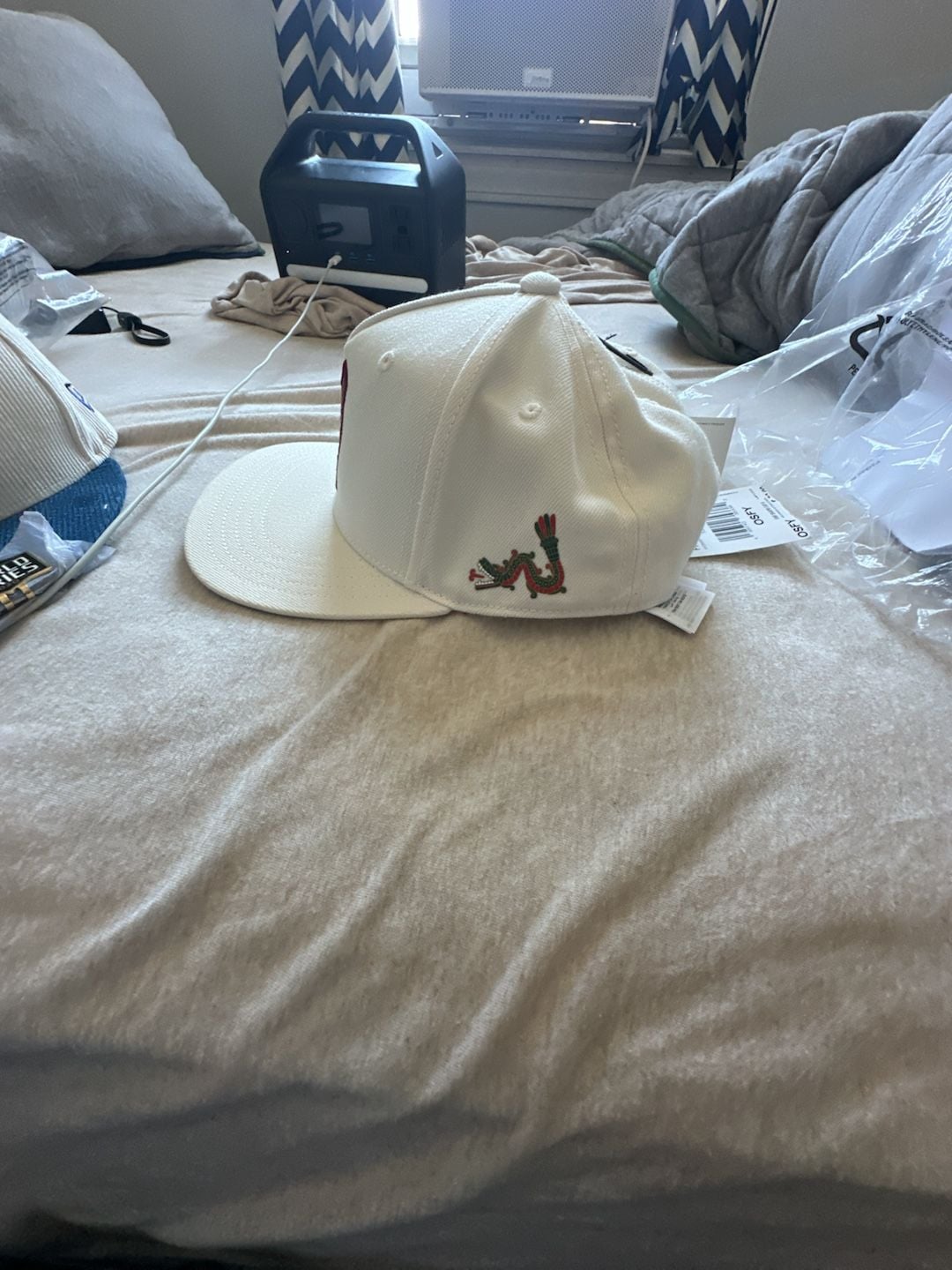 327 Hats Soccer Mexico Blanco White Embroidered Hat 3