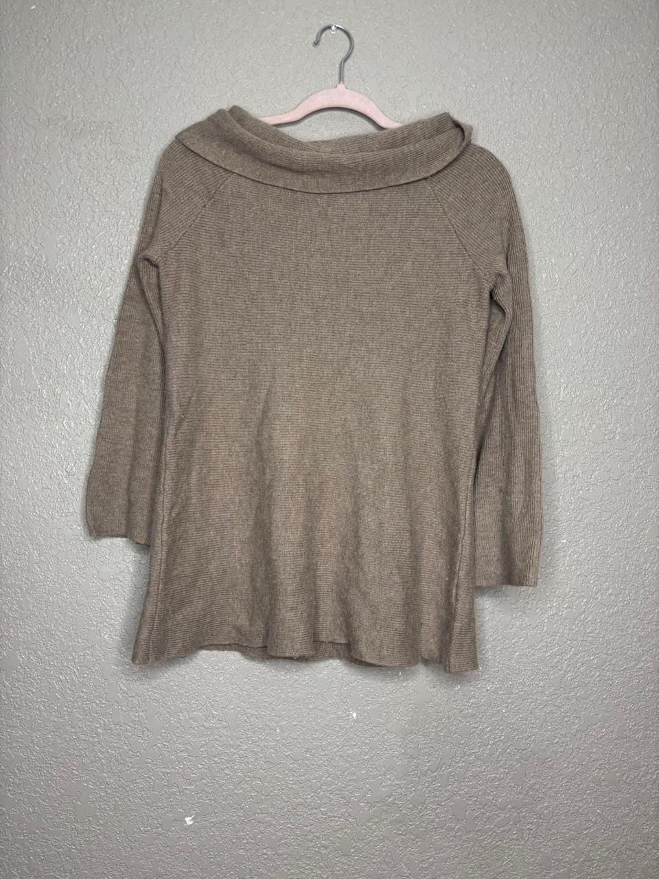 Soft Surroundings Cowl Neck Sweater Size M Brown Ribbed Pullover 2