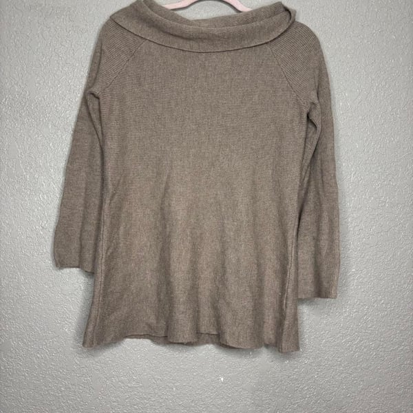 Soft Surroundings Cowl Neck Sweater Size M Brown Ribbed Pullover