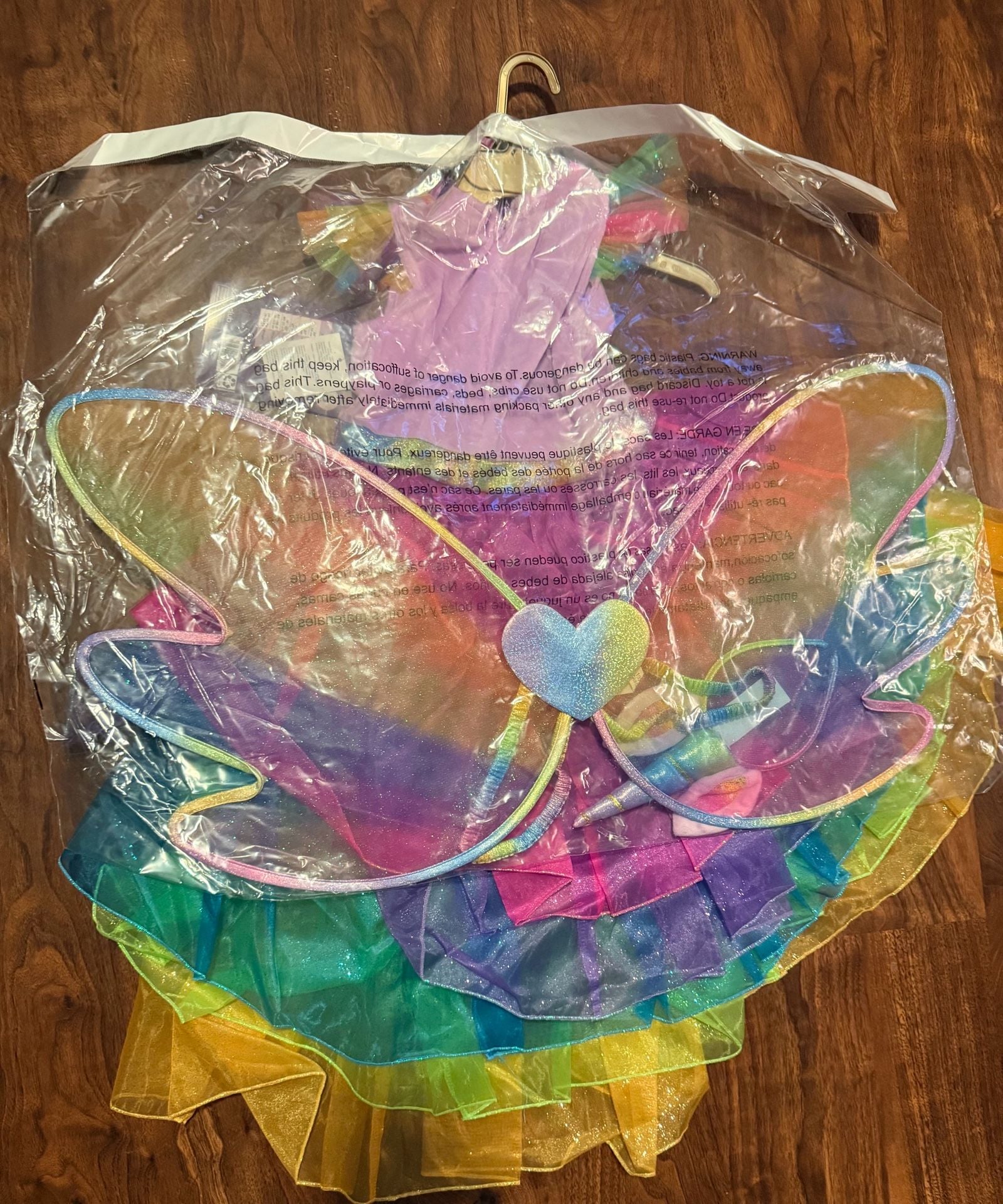Member's Mark Unicorn Costume Size S 4-6X Rainbow Dress Headpiece Wings 3