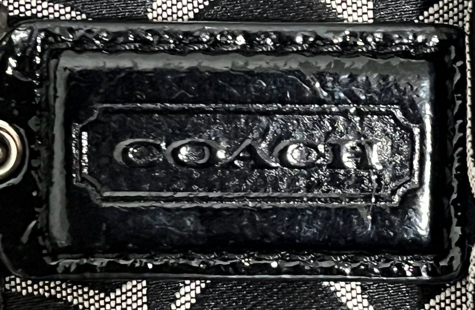 Coach Signature Sateen Black and White Tote Bag F19262 6