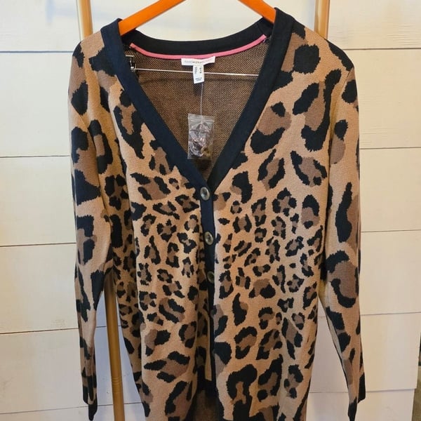 Isaac Mizrahi Brown and Black Knit Cardigan in Size Small