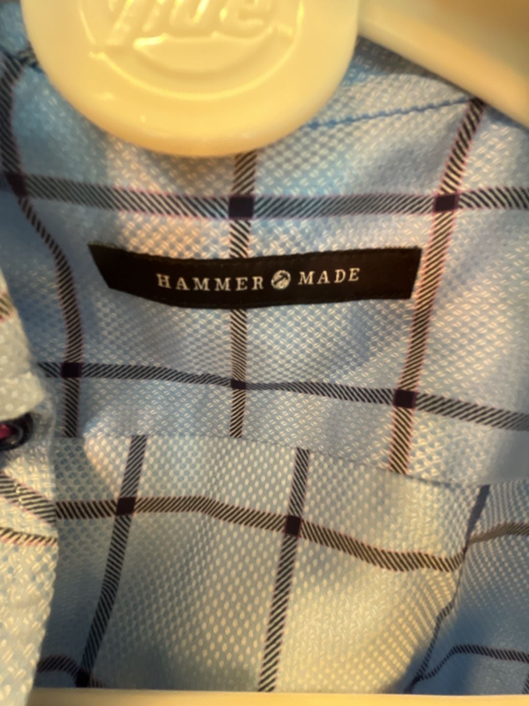 Hammer Made Plaid Dress Shirt Light Blue Check Long Sleeve 3