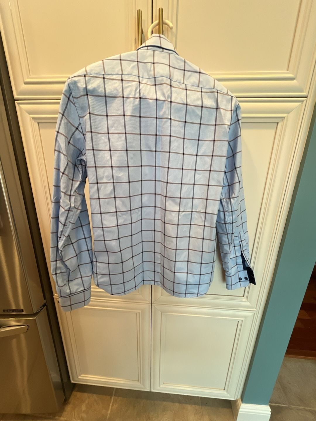 Hammer Made Plaid Dress Shirt Light Blue Check Long Sleeve 7