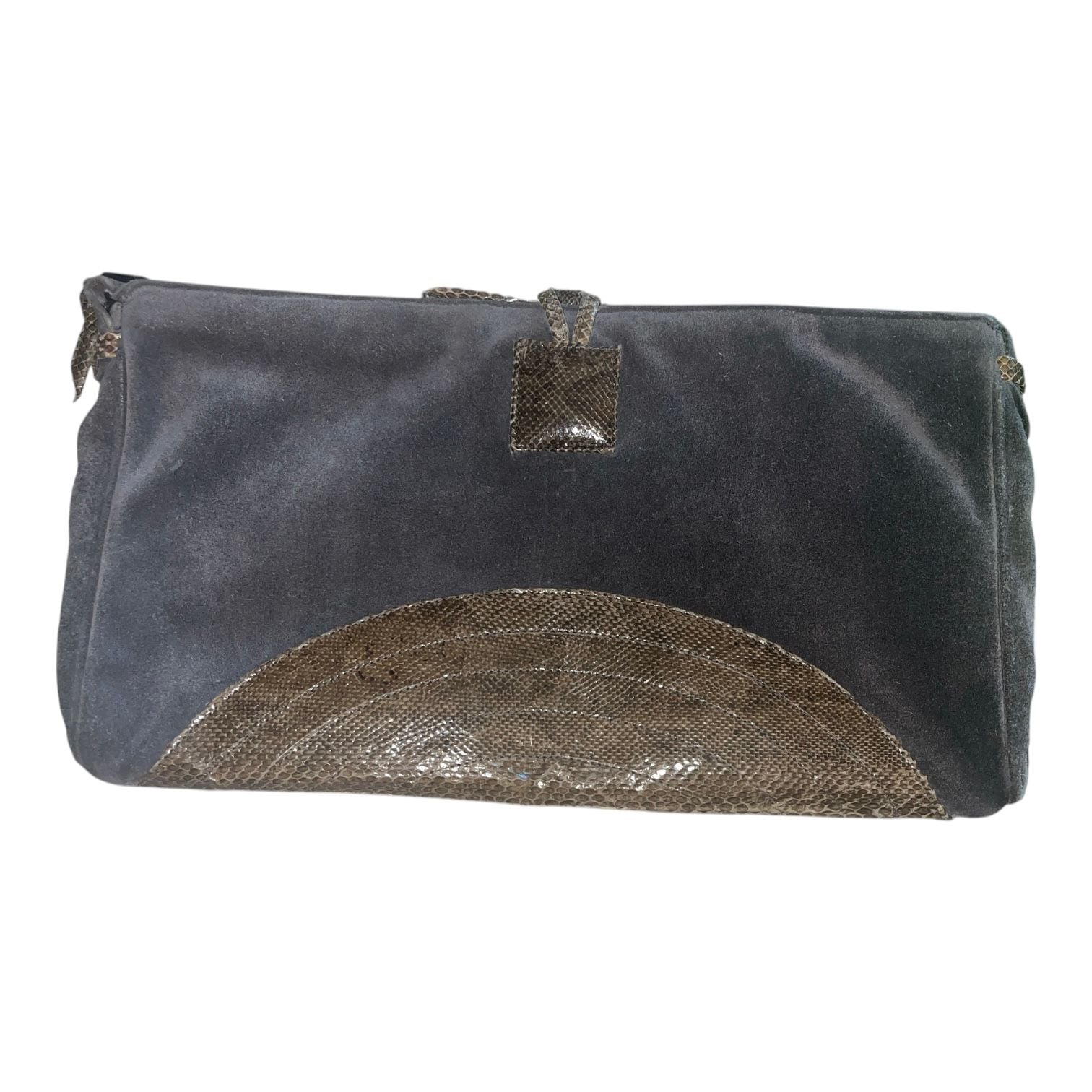 Bellina Bycks Suede Snakeskin Clutch Bag Grey 3