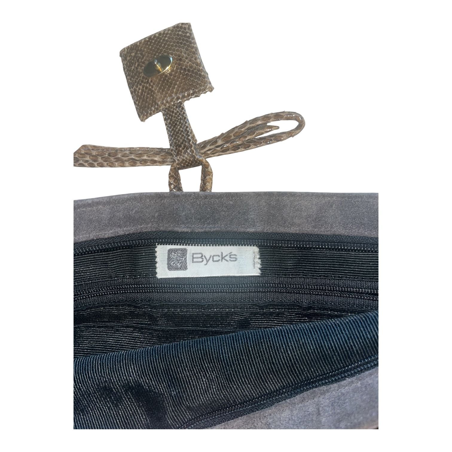 Bellina Bycks Suede Snakeskin Clutch Bag Grey 4