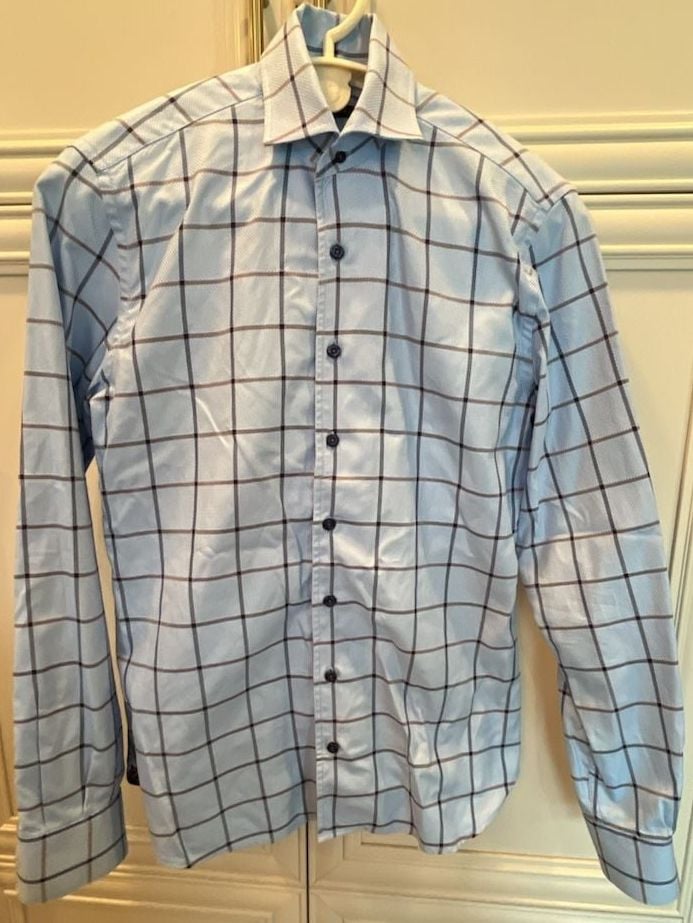 Hammer Made Plaid Dress Shirt Light Blue Check Long Sleeve 2