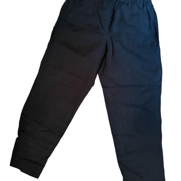 Ann Taylor Black Elastic-Waist Tapered Joggers size M