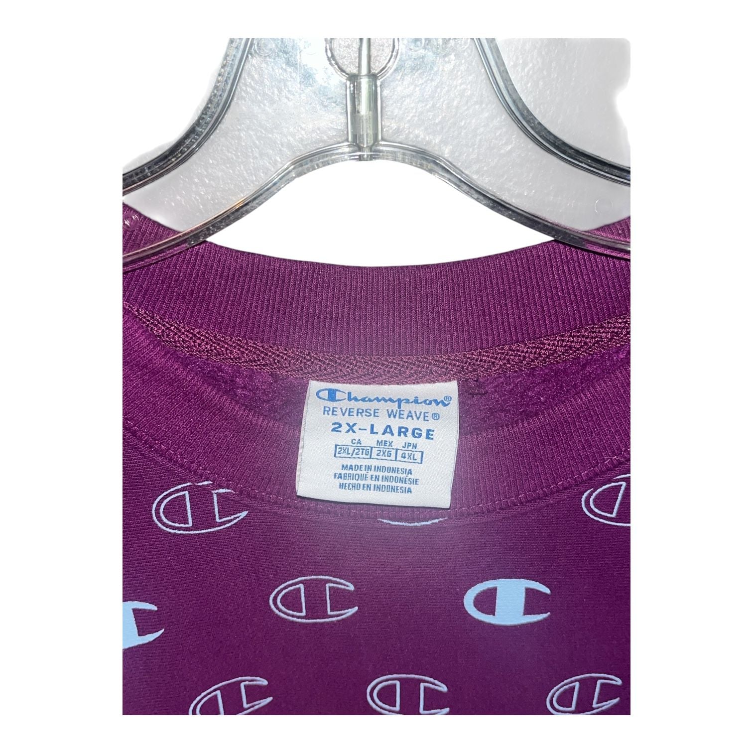 Champion Reverse Weave All Over Print Crewneck Size 2X-Large Purple 4