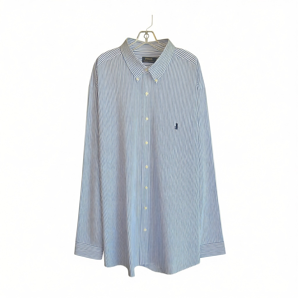 Polo Ralph Lauren Button Down Shirt Size 3XLT Blue Striped Long Sleeve 2