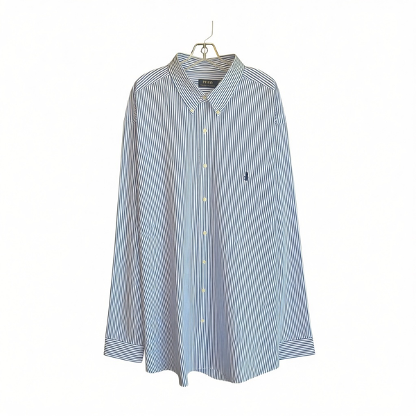 Polo Ralph Lauren Button Down Shirt Size 3XLT Blue Striped Long Sleeve