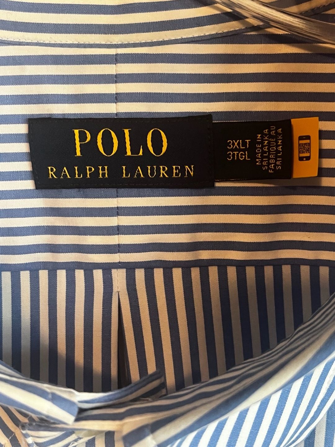 Polo Ralph Lauren Button Down Shirt Size 3XLT Blue Striped Long Sleeve 3