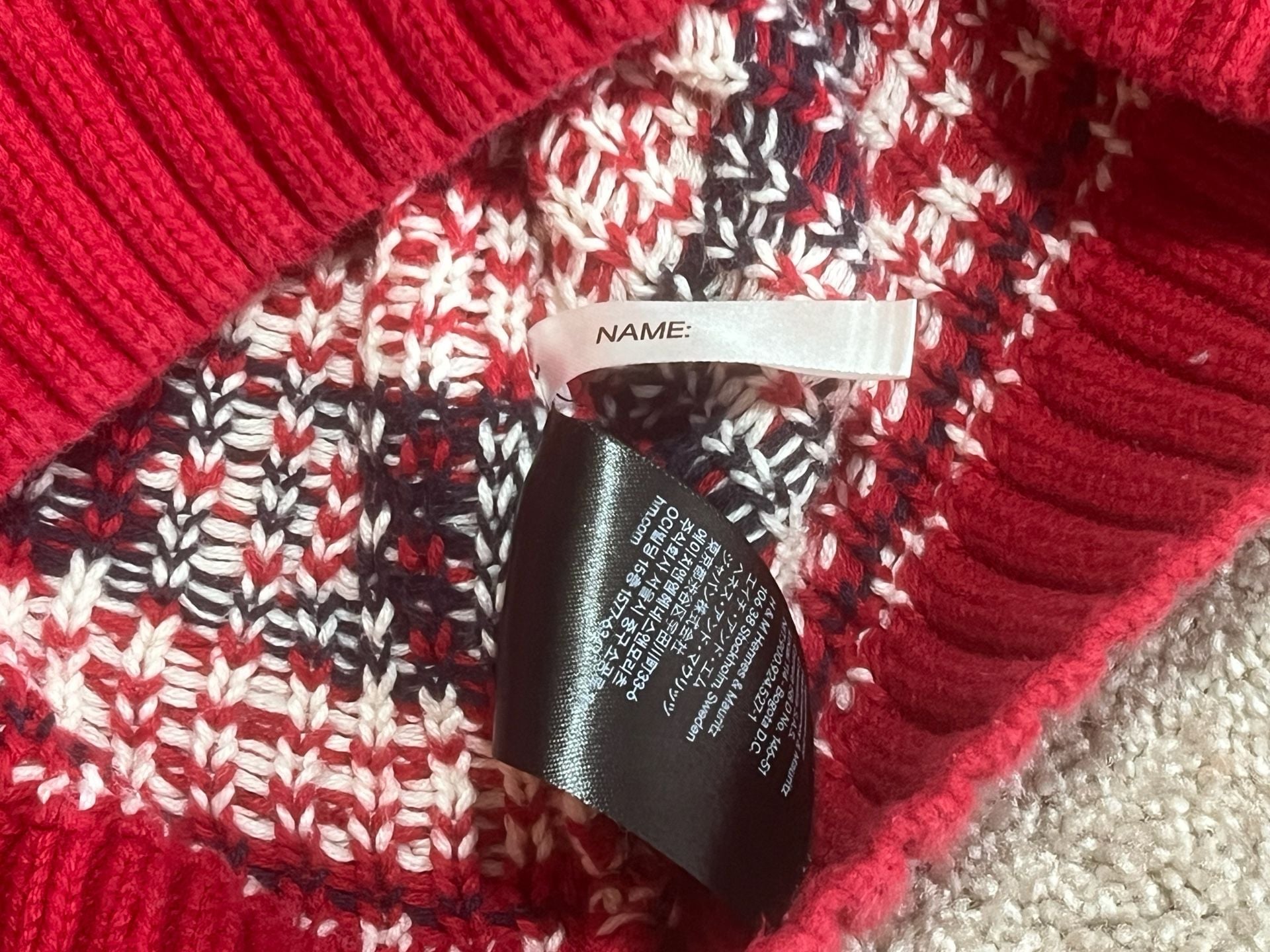 H&M L.O.G.G. Fair Isle Sweater Size US 4-6Y Red Christmas Winter Knit 6