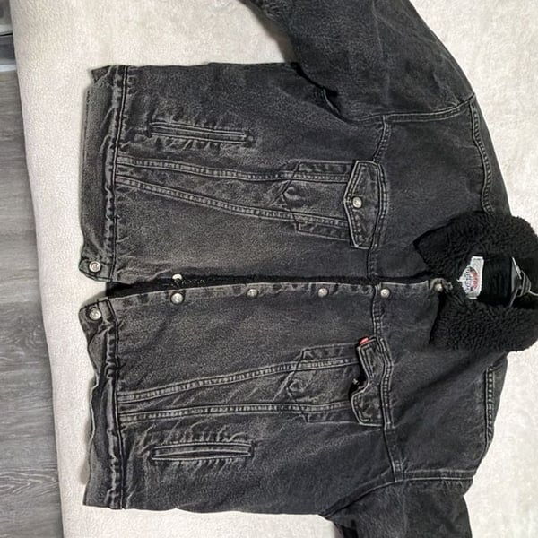 Levi's Sherpa Trucker Jacket Black Denim Wash