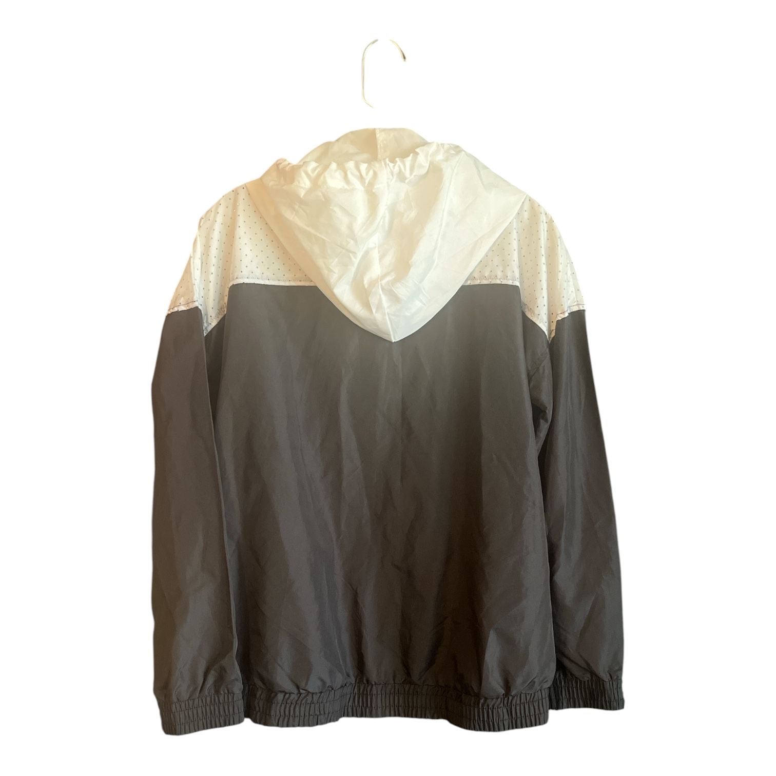 Bebe Sport Hooded Windbreaker Size M Black White Logo Jacket 3