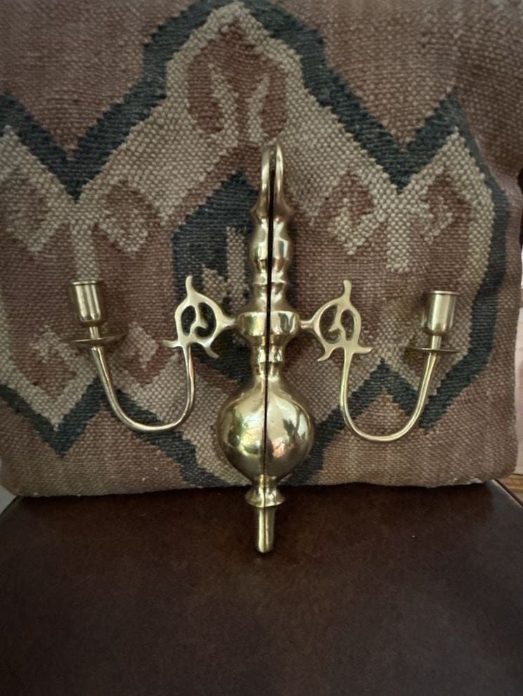 Vintage Brass Wall Sconce Pair 10