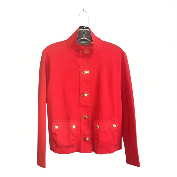 Lauren Ralph Lauren Jacket Size M Red Cotton Metal Clasp