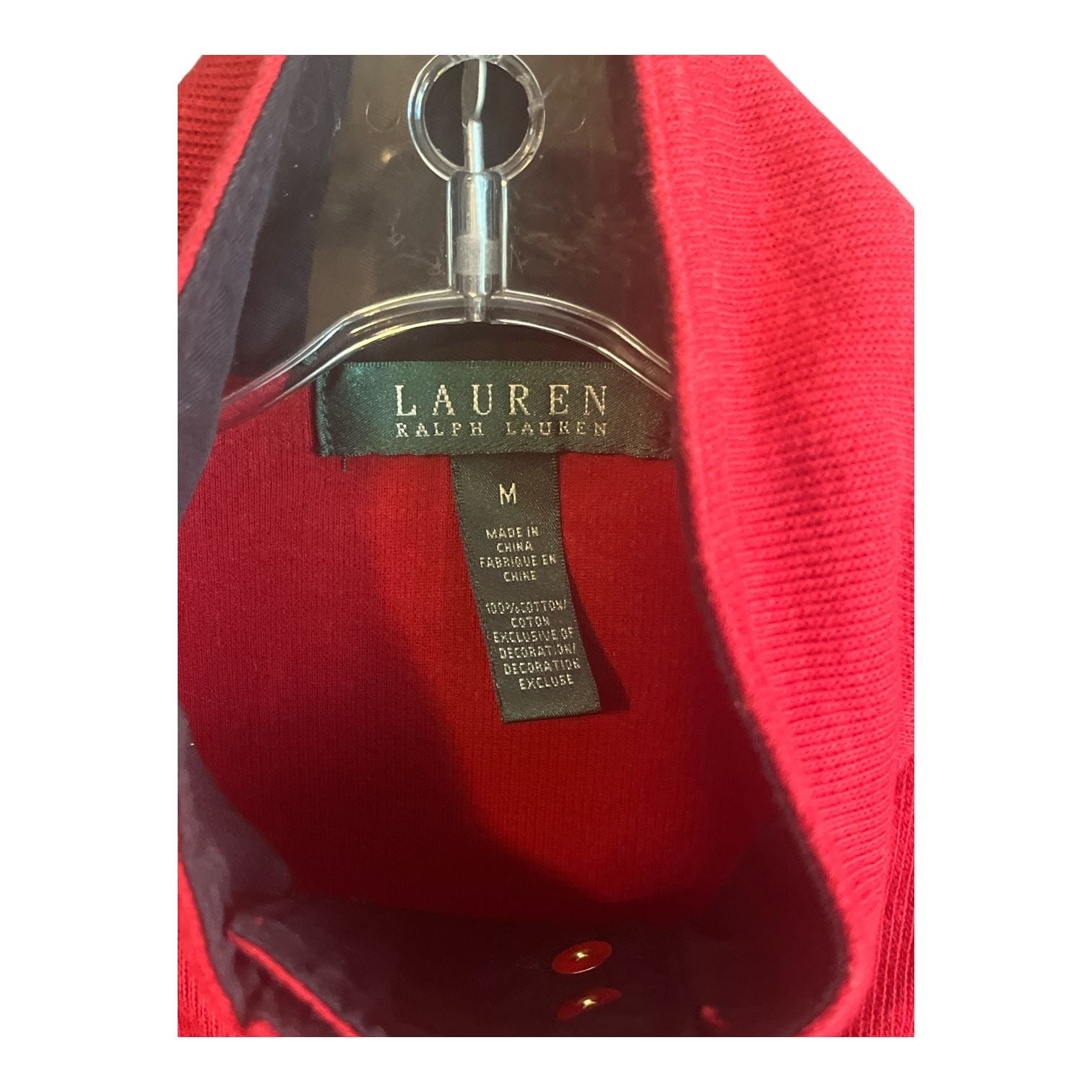 Lauren Ralph Lauren Jacket Size M Red Cotton Metal Clasp 4
