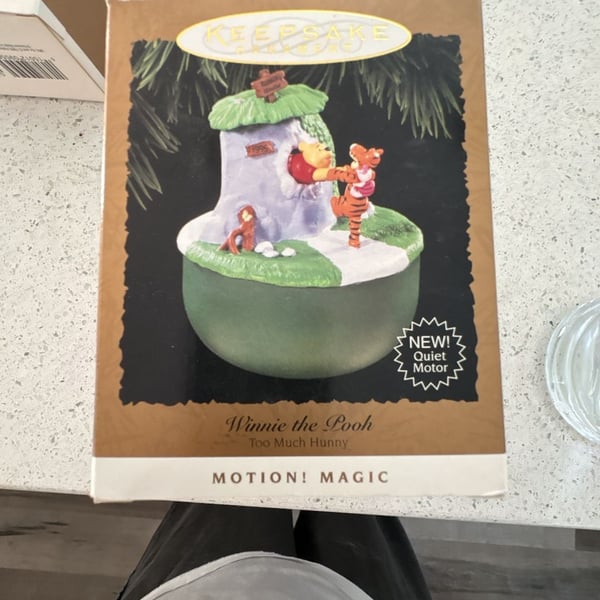 New Hallmark Keepsake Ornament Winnie the Pooh Too Much Honey Motion Magic 1995
Never been opened