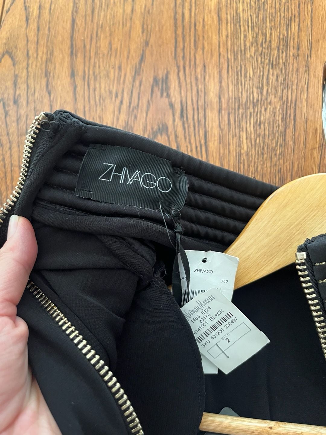 Zhivago Message To Love Midi Dress Size 2 fits like a 0, Black Gold Stripe Trim NWT 7