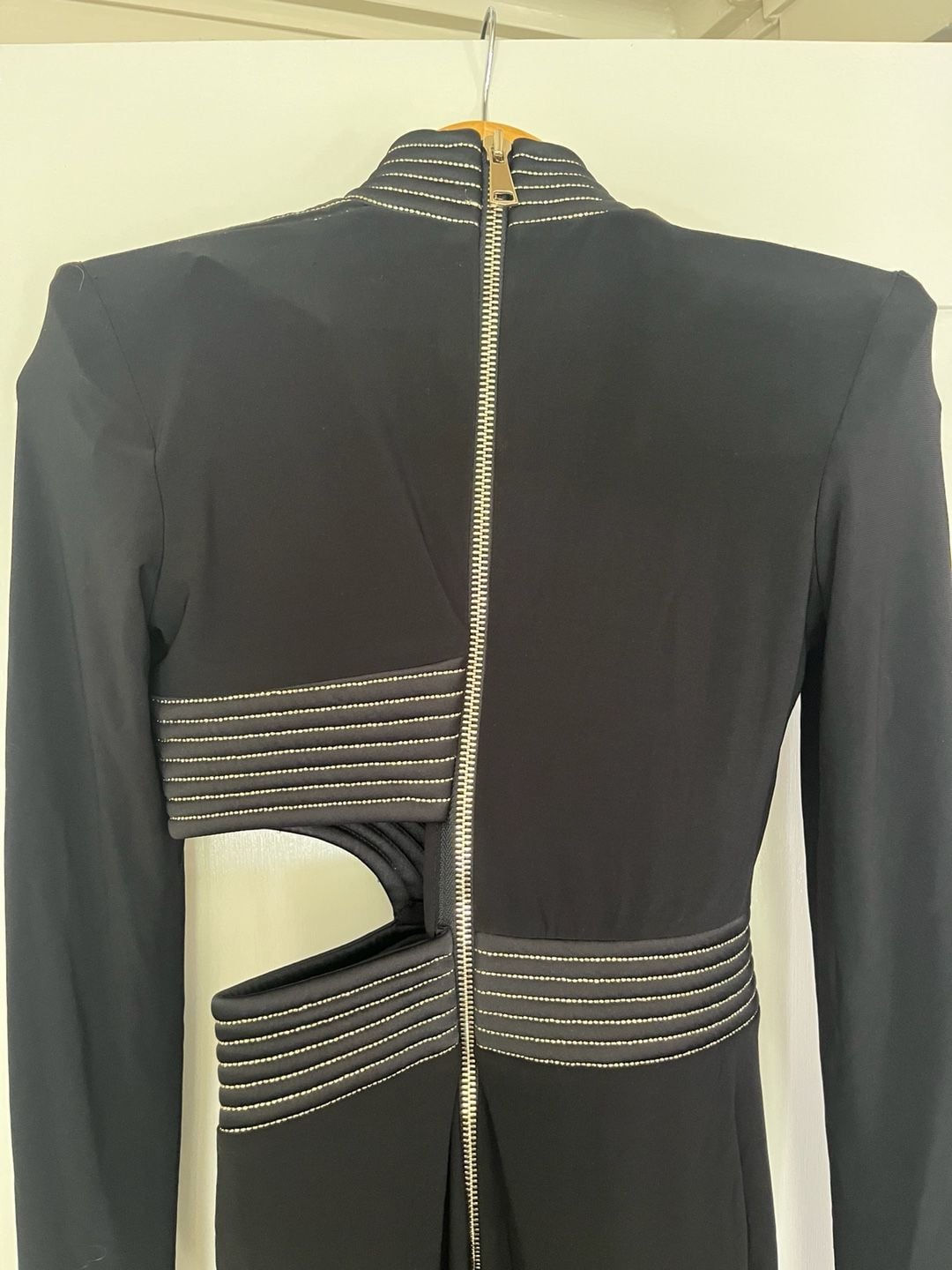 Zhivago Message To Love Midi Dress Size 2 fits like a 0, Black Gold Stripe Trim NWT 11