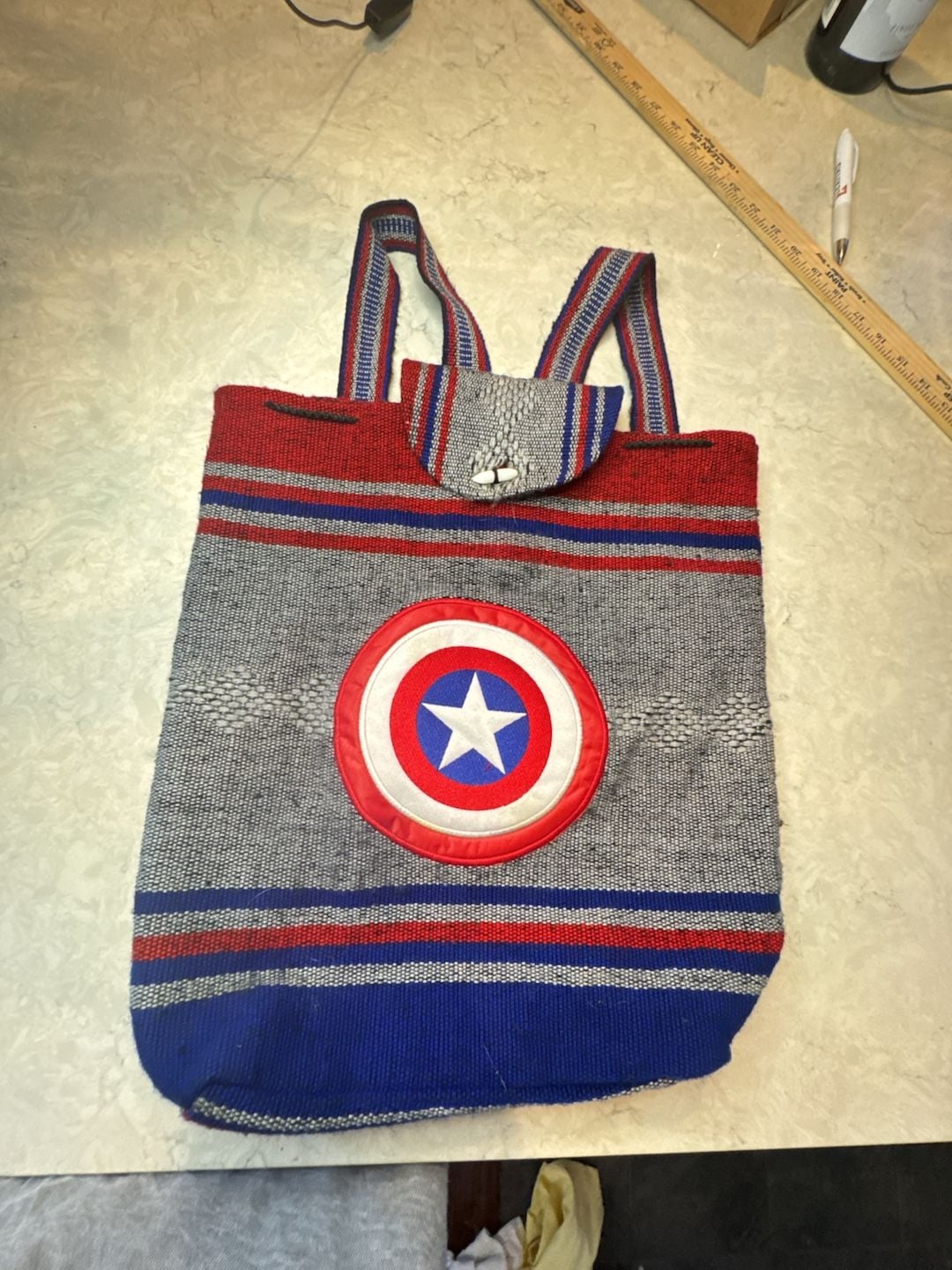 Marvel Captain America Woven Baja Backpack Red White Blue 2