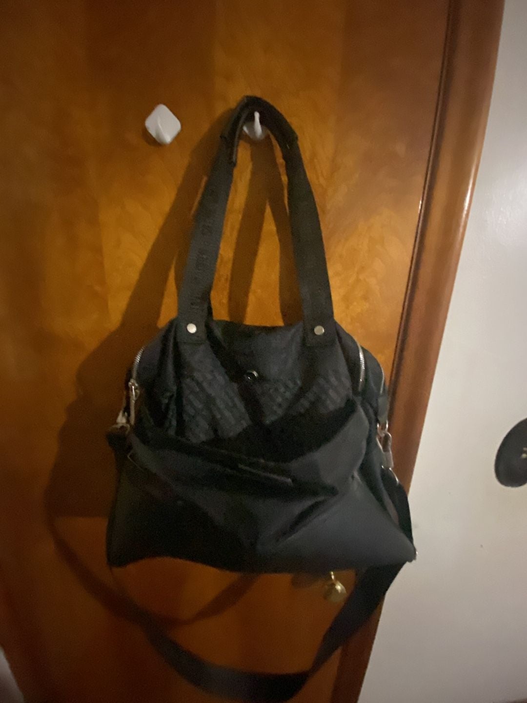 Steve Madden Embossed Logo Tote Shoulder Bag Black 1