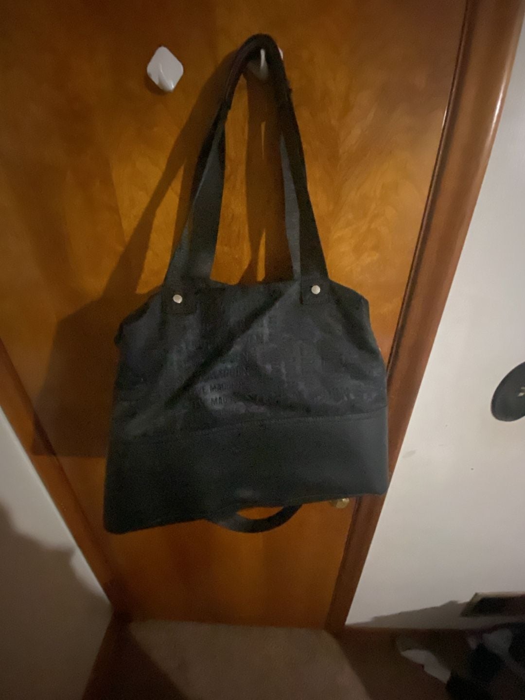 Steve Madden Embossed Logo Tote Shoulder Bag Black 2