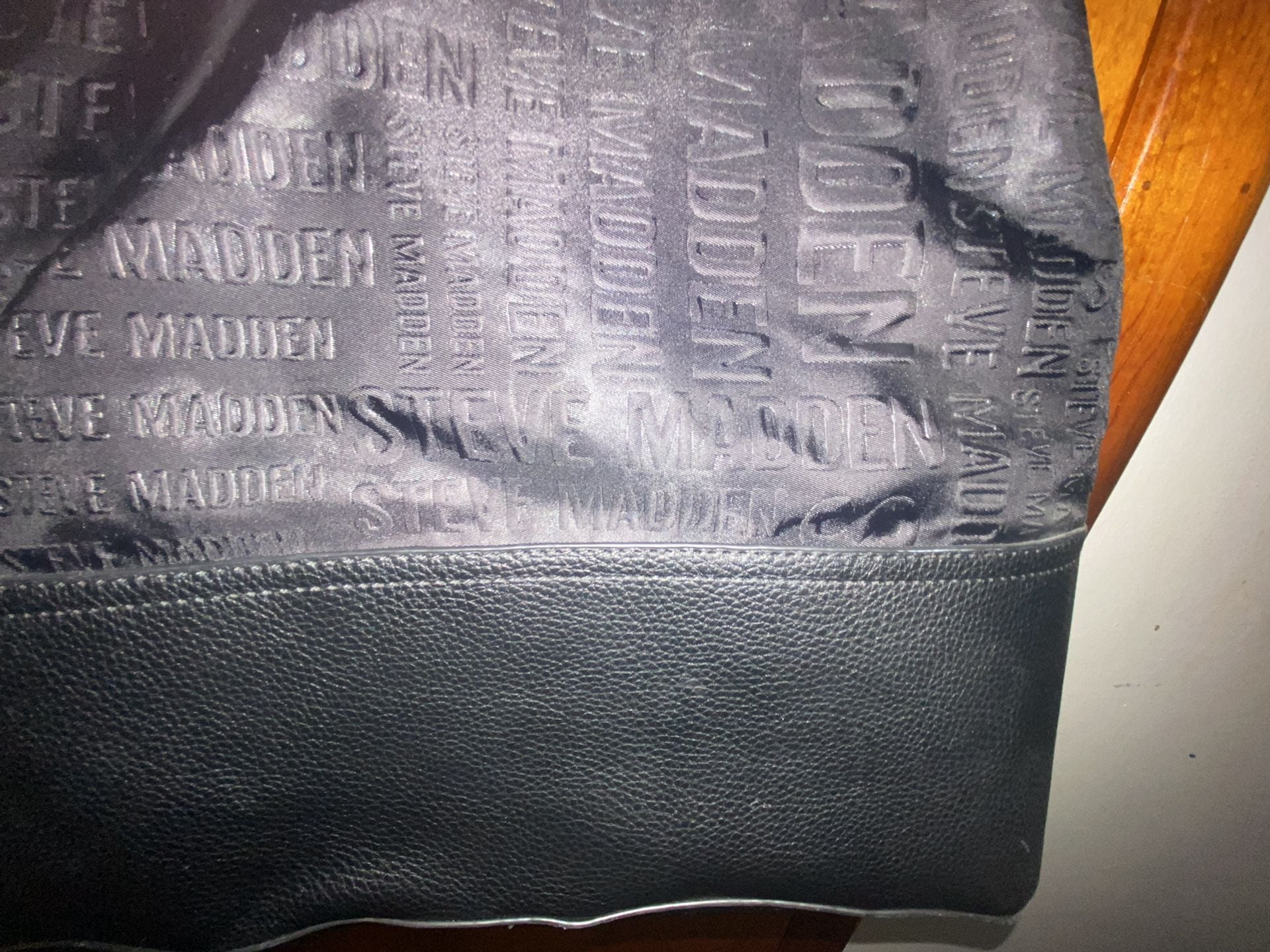 Steve Madden Embossed Logo Tote Shoulder Bag Black 3